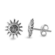 Egyptian Smiling Sun Silver Earrings 